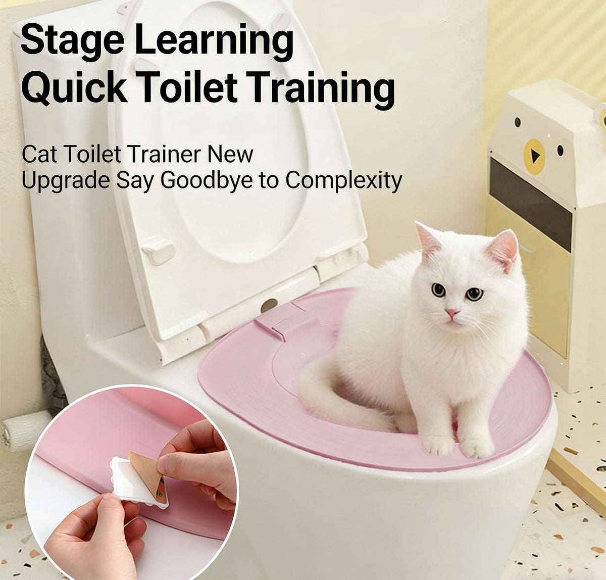Cat Toilet Seat Training Kit,Reusable Plastic Trainer for Pet Cleaning,Removable Pet Toilet Training System,Portable Trainer for Home Pet Shop Pet Care,Easy Installation,Stable and Durable