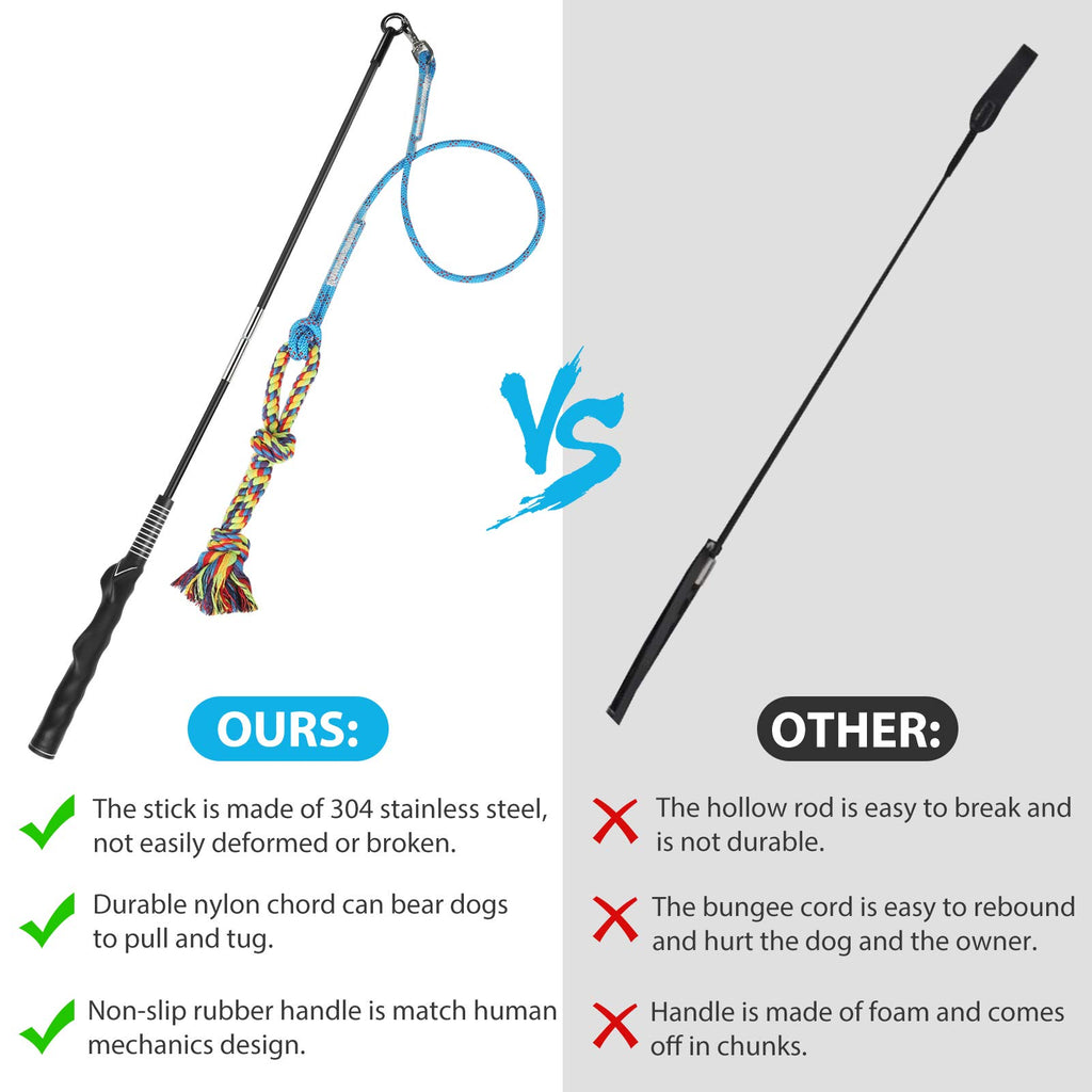 Flirt Pole for Dogs Interactive Chase Toy for Large Medium Small Puppy Dogs