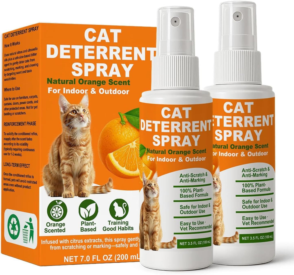 TPBEHMZ Cat Deterrent Spray 2 Pack, Natural Non-Toxic Plant Based Anti-Scratch & Anti