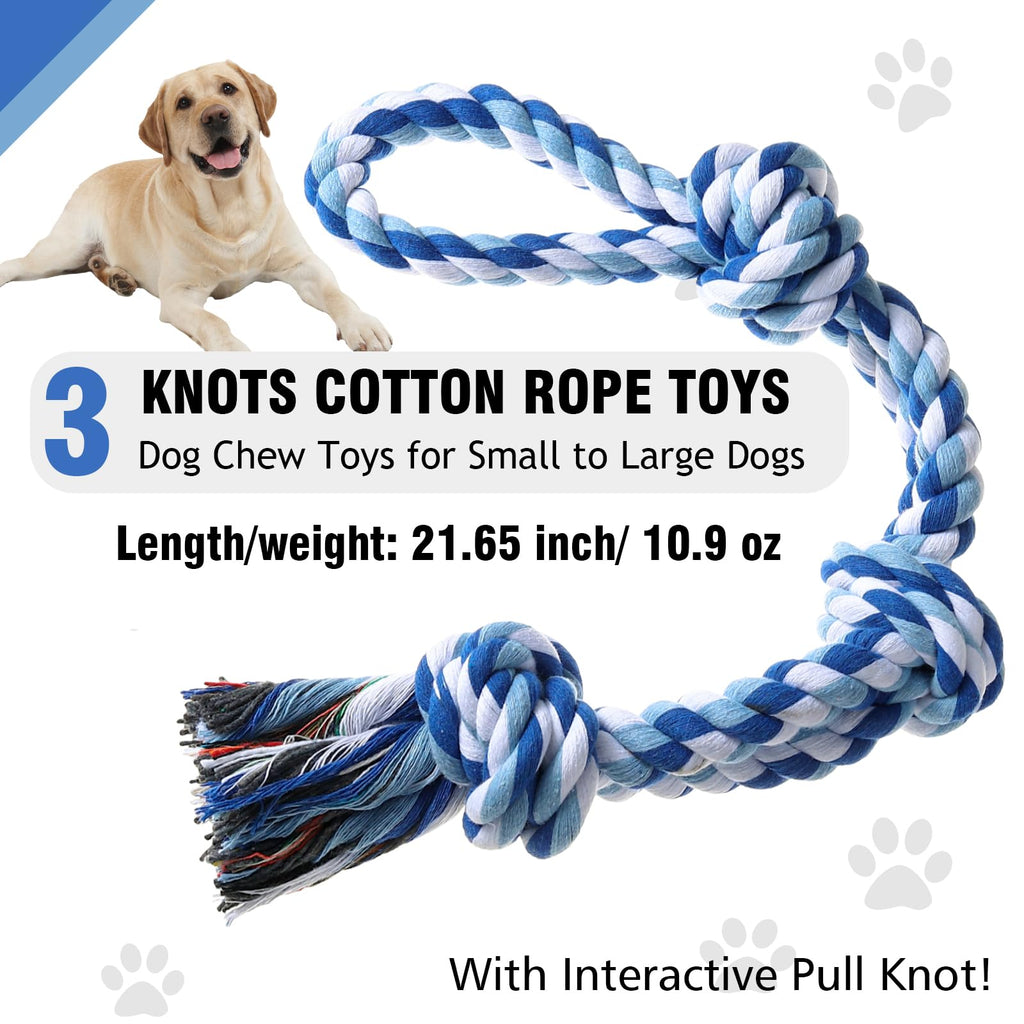 XIGOU Indestructible Dog Toys - Tough Puppy Chew Toys for Aggressive Chewers, Dental Cleaning Tug of War Toy