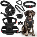Lobeve No Pull Dog Harness, Collar & Leash Set with Reflective Seat Belt, Portable Bowl, and Poop Bag Dispenser - Ideal for Training, Walking, Hiking - Fits Small to Large Dogs