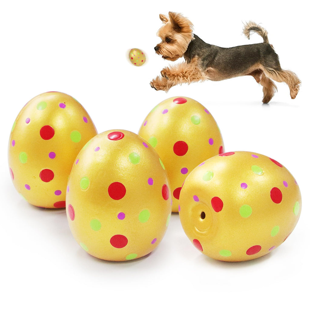LLSPET Small Dog Toys Squeaky Bouncy Eggs Dog Toys Latex Dog Balls Toys, Puppies Small Dogs Interactive Fetch & Chase Pet Chew Toys, Adoption Day Birthday Holiday Pet Gift 4 Pack