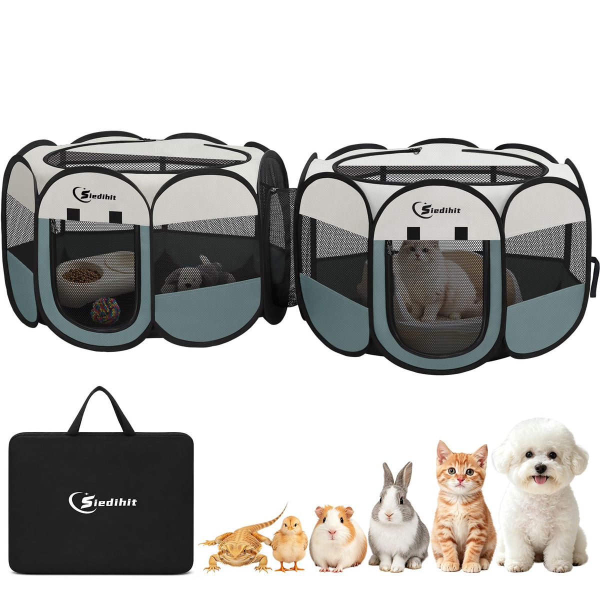 Pink Puppy Playpen for Middle Dog Cat, Dogs Tent Crate Cage Indoor/Outdoor, Portable Pop Up Dog Kennel with Carrying Bag for Rabbits, Removable Top