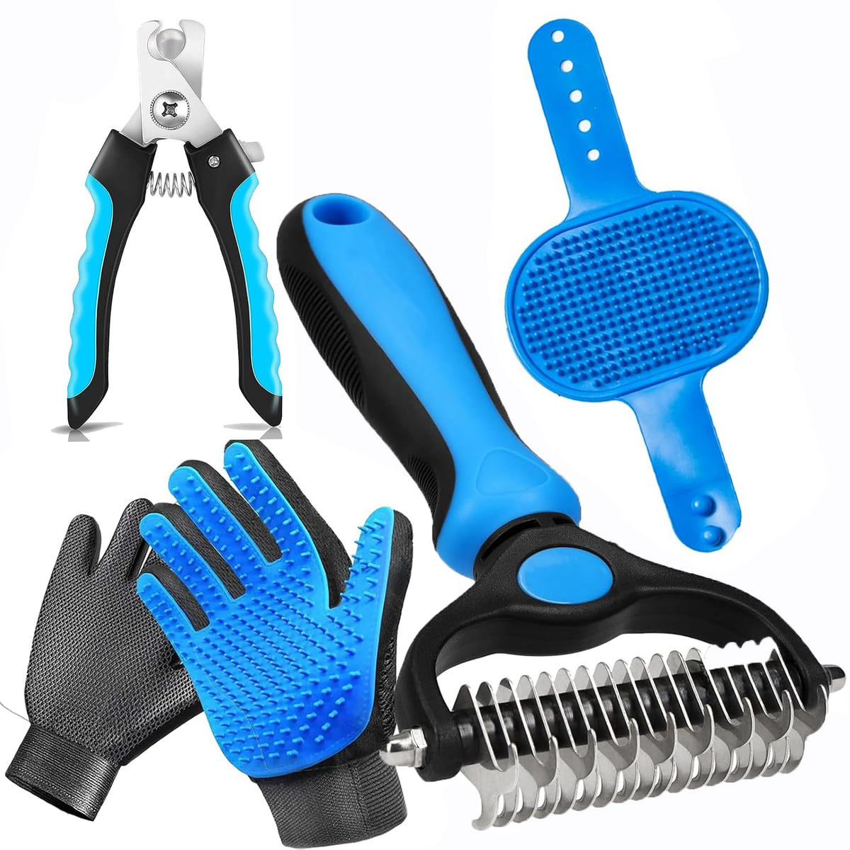 NVNAN Pet Grooming Brush & Massage Glove Set for Dogs & Cats