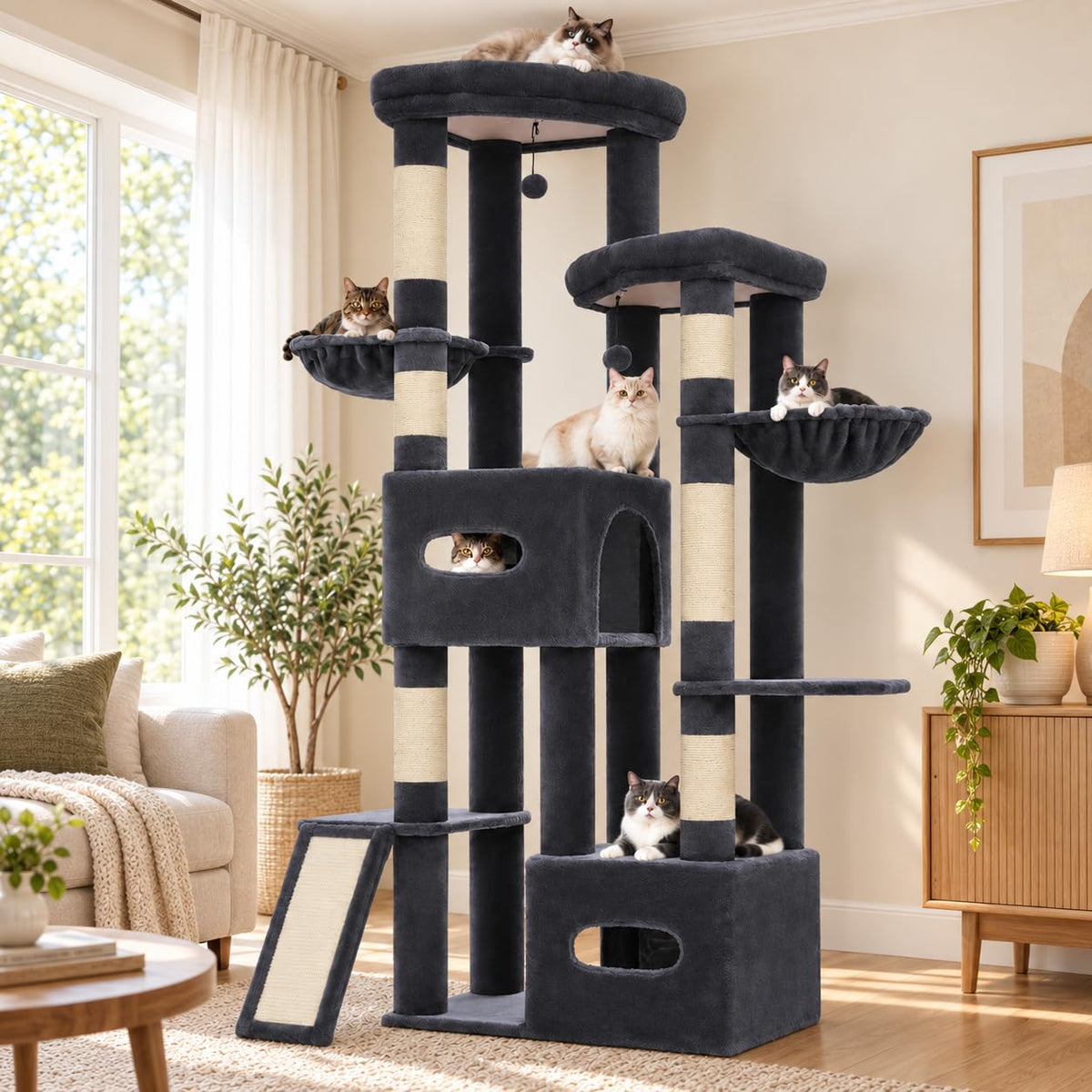 MUTTROS 75" Tall Cat Tree Tower for Large Indoor Cats