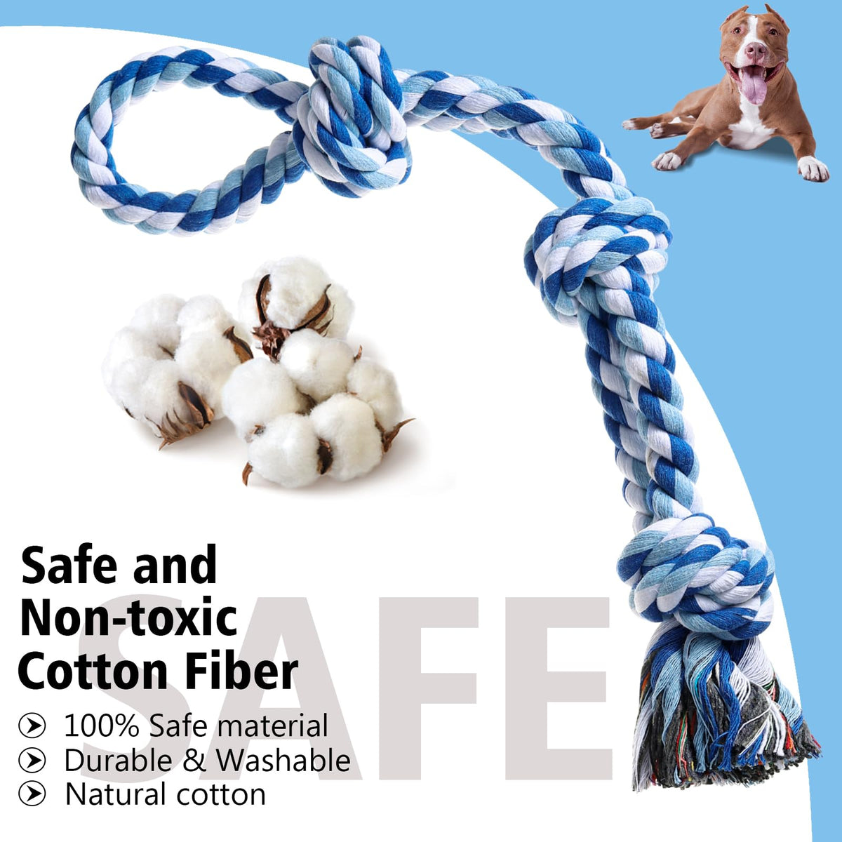 XIGOU Indestructible Dog Toys - Tough Puppy Chew Toys for Aggressive Chewers, Dental Cleaning Tug of War Toy