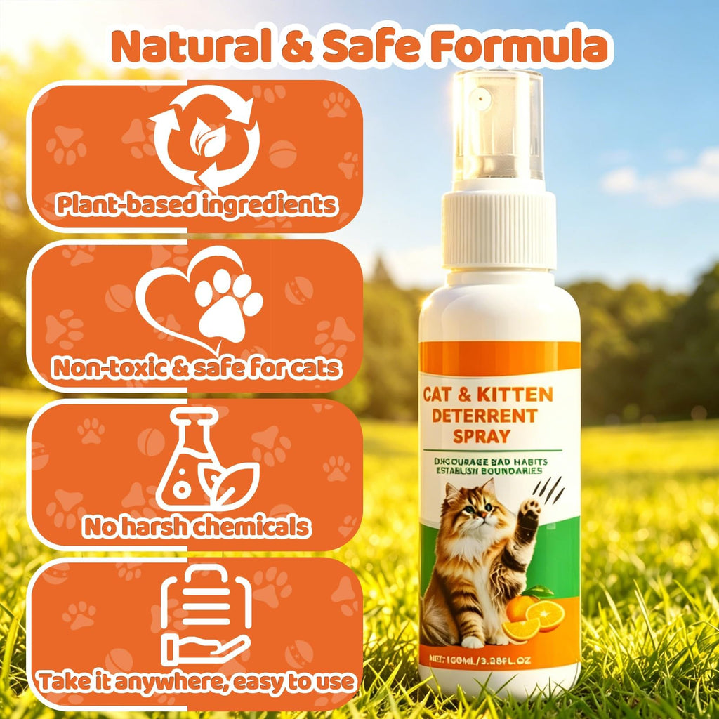 Cat Spray Deterrent, Cat Deterrent Spray for Furniture Protection, Natural Cat Training Spray for Cats to Stop Scratching, Urine Marking, Chewing, Cat Repellent Spray Indoor&Outdoor, Pet-Safe Formula