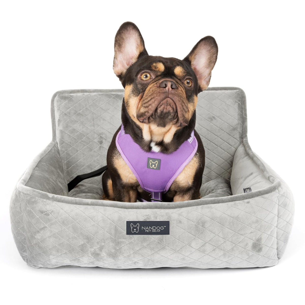Nandog Pet Gear Luxury Quilted Dog Car Seat Bed w/Removable & Washable Pad Insert & Thick Car Seatbelt Straps