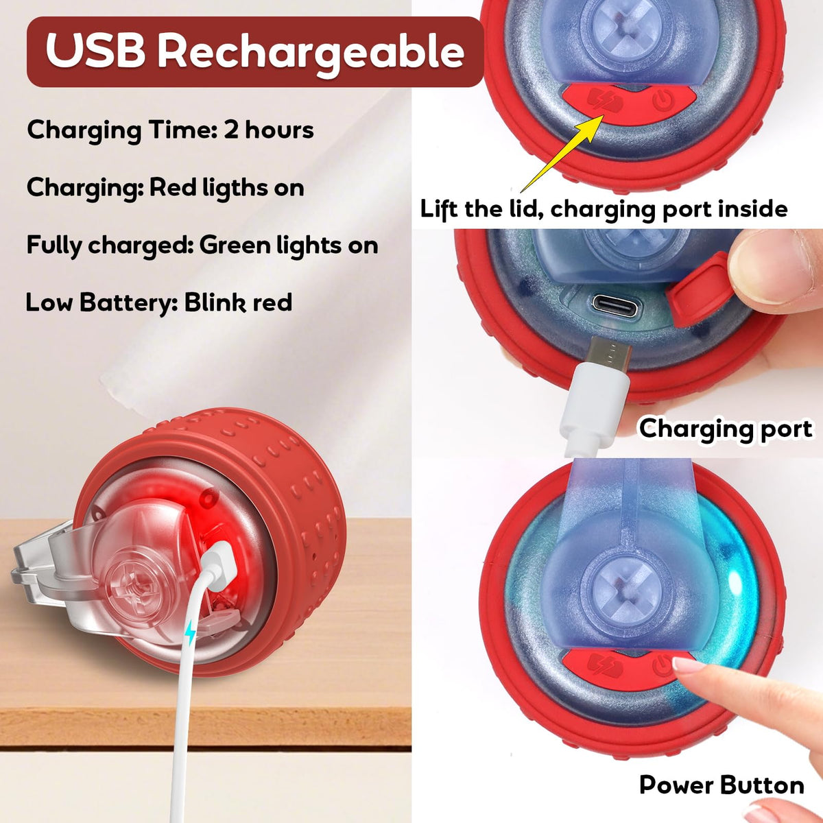 BENTOPAL Dog Toys Interactive Rolling Ball with Rope, Motion-Activated