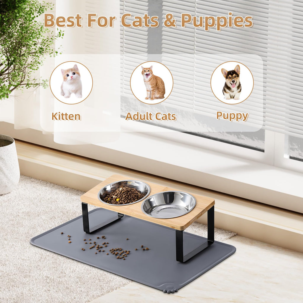 Summark Elevated Cat Bowls with Non-Slip Feeding Mat