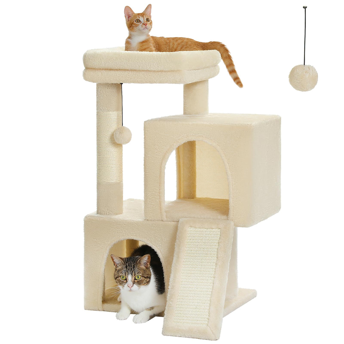 PAWZ Road Cat Tree, Cat Tower with Dual Condos for Adult Cats,Enlarged Top Perch, Scratching Posts&Pad for Indoor Cats