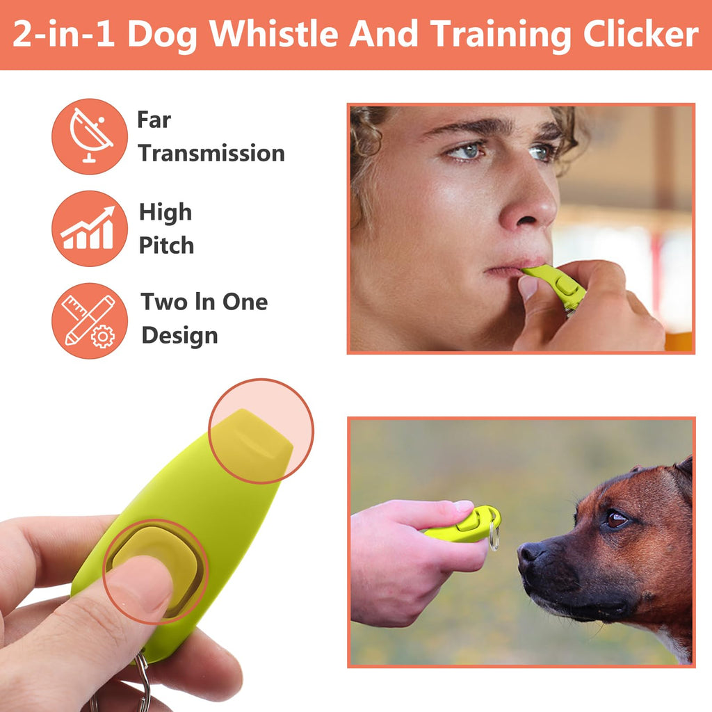 BARKIE Dog Training Kit - Treat Pouch, Pet Training Fanny Pack, 2 Puppy Training Clickers, Ultrasonic Silent Whistle, 2-in-1 Whistle Clicker, Clicker Training Guide Booklet, Dog Poop Bag