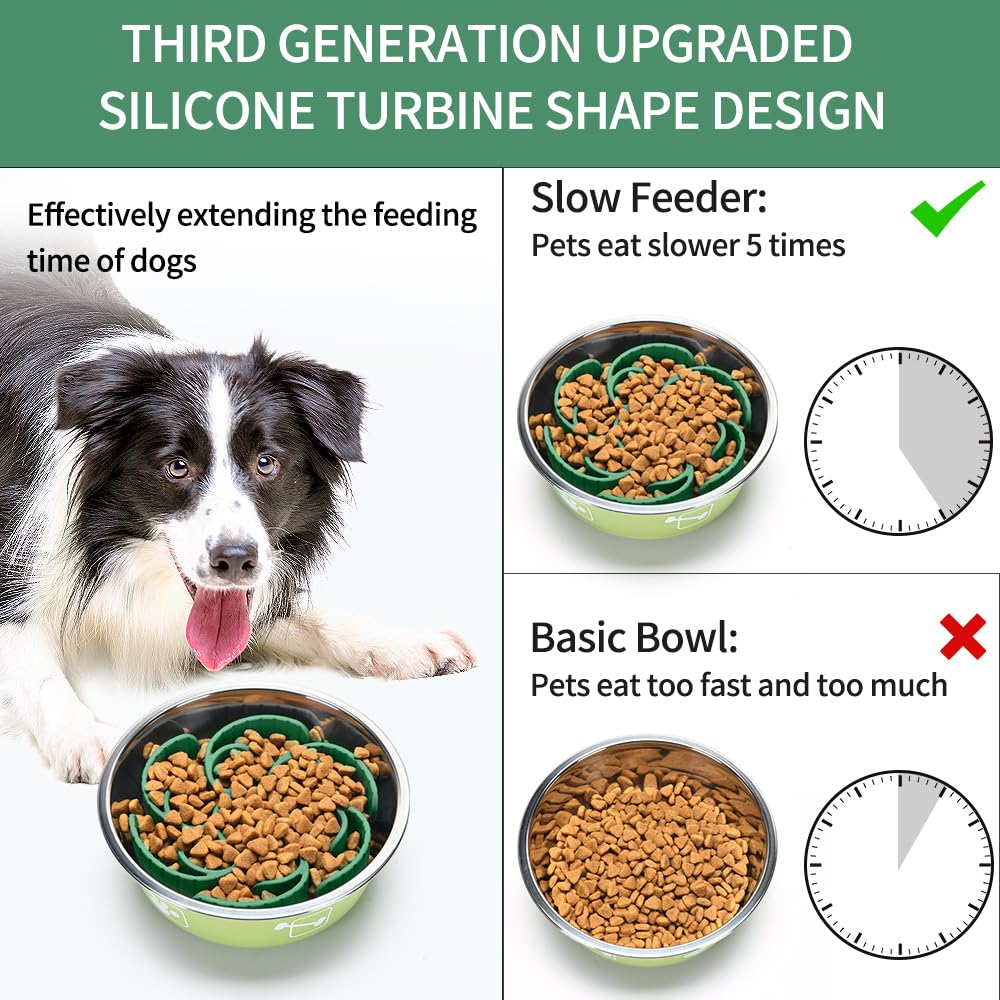 Slow Feeder Dog Bowls Insert,Third Generation upgradedSuper Firm Eating Bowl（Cuttable） for Large Breed and Medium Small Size Compatible with Regular Elevated Metal Glass Dog Bowl