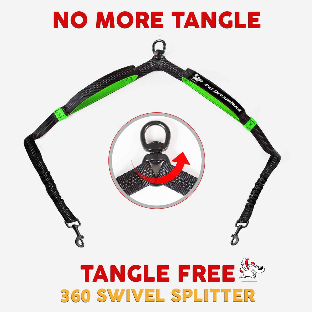 Pet Dreamland Exquisite Double Dog Leash Coupler for Two Large Dogs No Tangle. Comfortable Dual Dog Attachment for Walking Two Dogs. You Will Absolutely Love the Amazing Tangle-Free Swivel