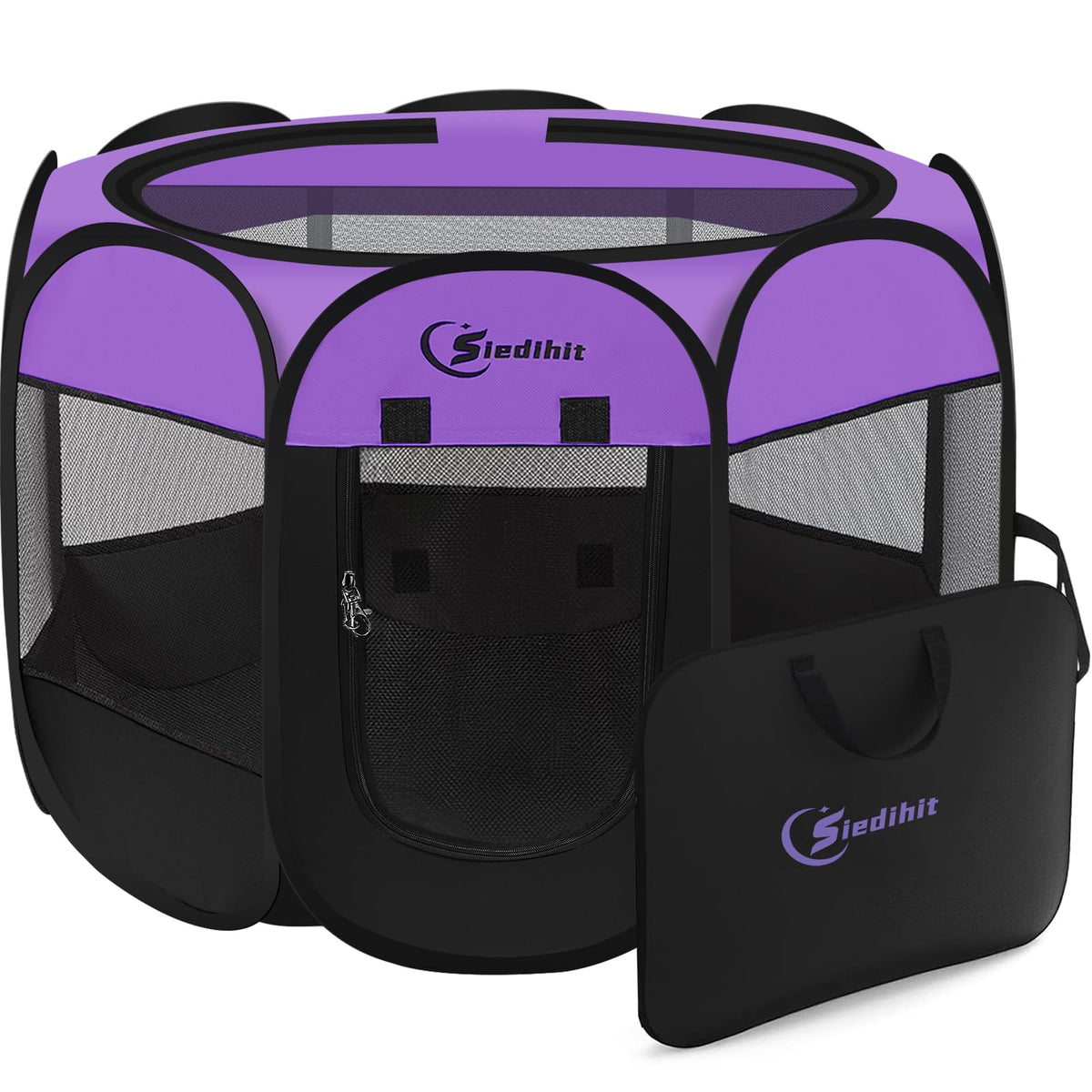 Pink Puppy Playpen for Middle Dog Cat, Dogs Tent Crate Cage Indoor/Outdoor, Portable Pop Up Dog Kennel with Carrying Bag for Rabbits, Removable Top