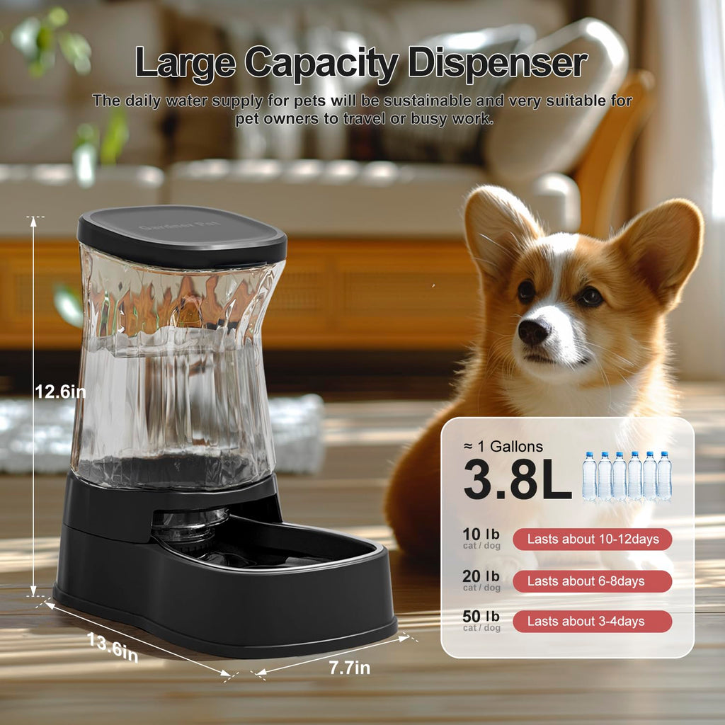 Automatic Dog Water Dispenser, Stainless Steel Bowls Feeder, 100% BPA-Free