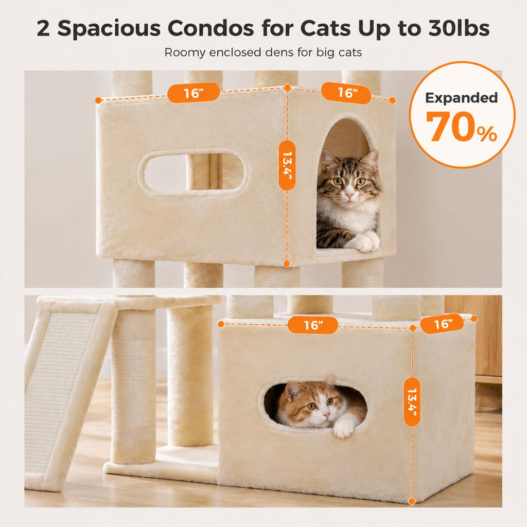 MUTTROS 75" Tall Cat Tree Tower for Large Indoor Cats