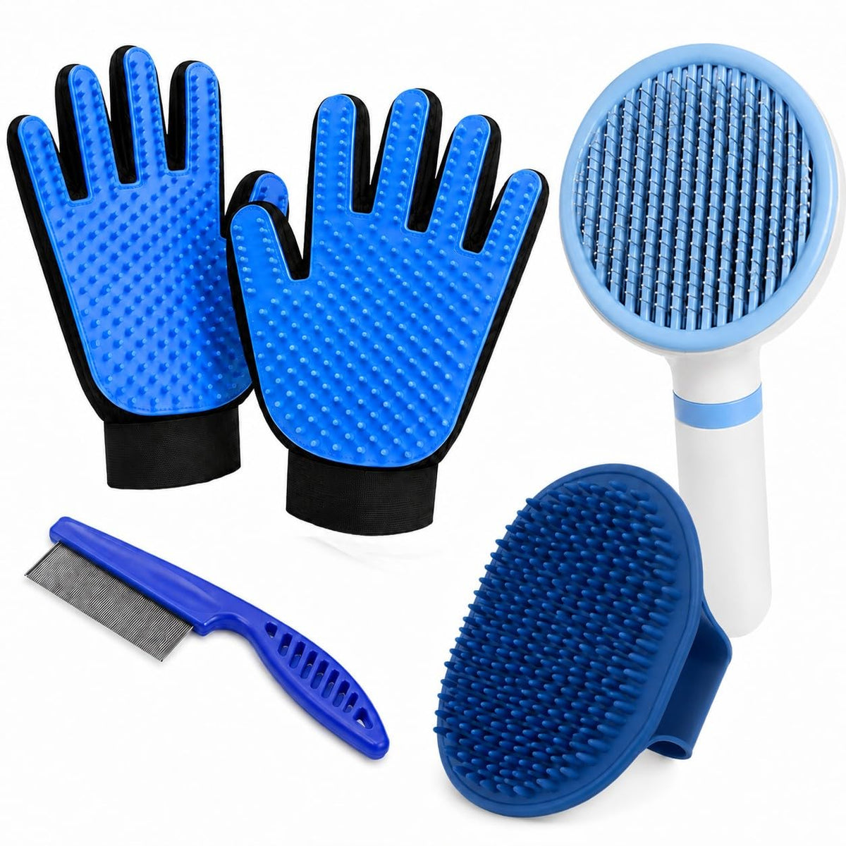 NVNAN Pet Grooming Brush & Massage Glove Set for Dogs & Cats