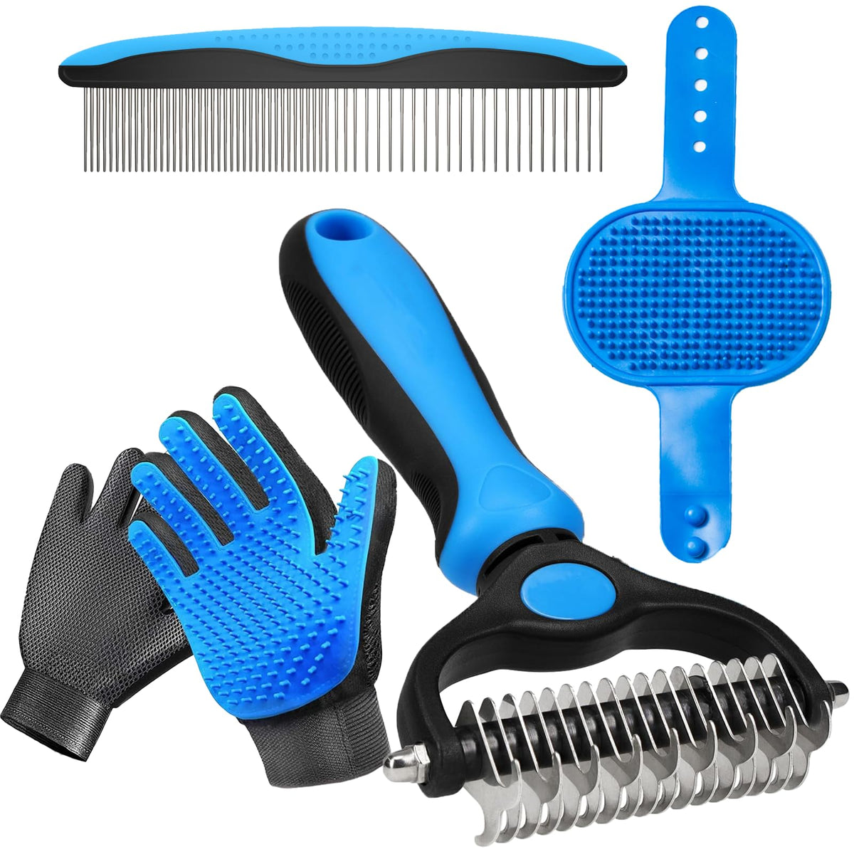 NVNAN Pet Grooming Brush & Massage Glove Set for Dogs & Cats