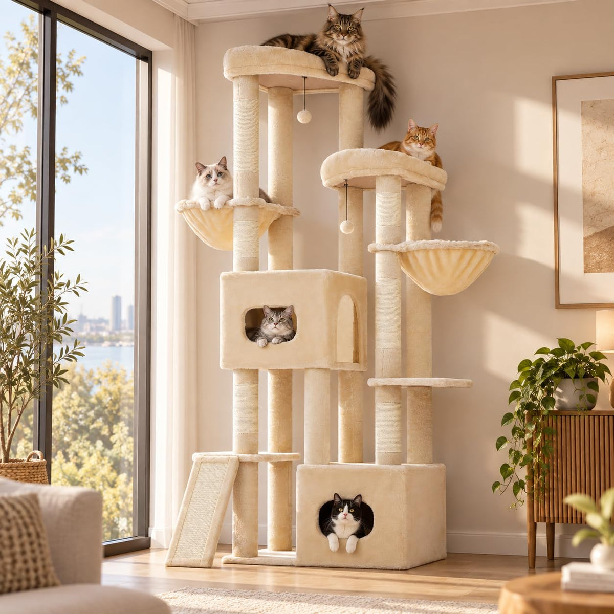 MUTTROS 75" Tall Cat Tree Tower for Large Indoor Cats