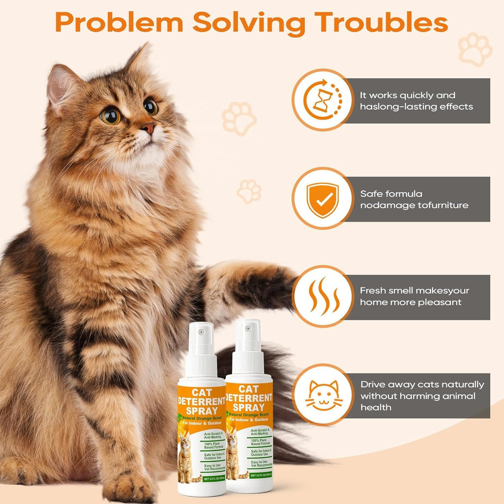 TPBEHMZ Cat Deterrent Spray 2 Pack, Natural Non-Toxic Plant Based Anti-Scratch & Anti