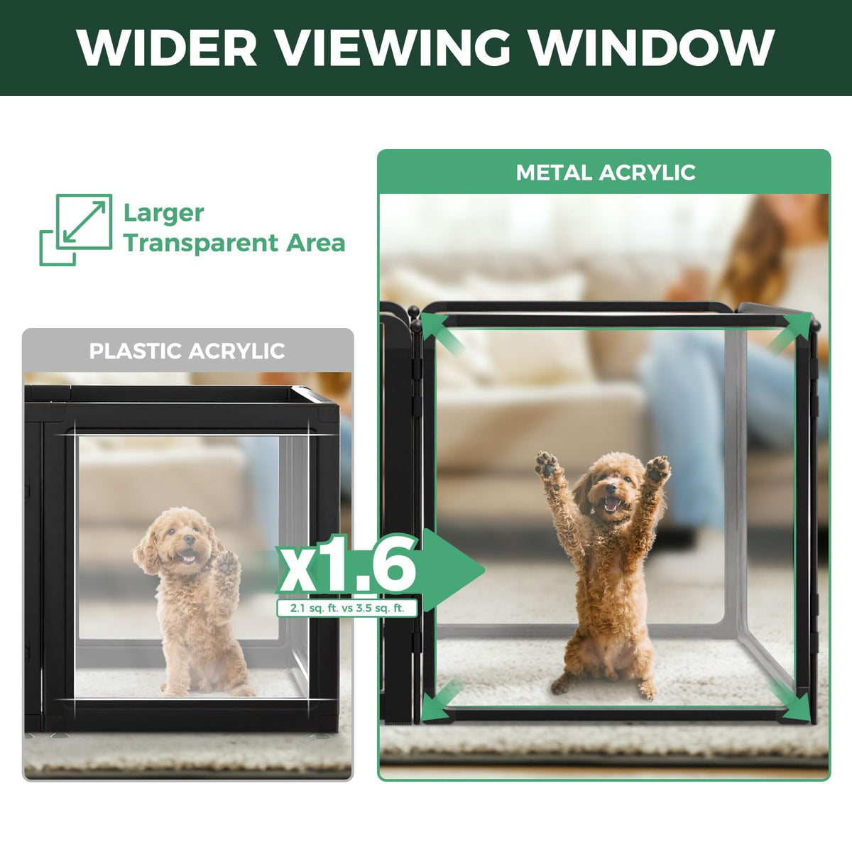 FXW AuraSpace Pro Acrylic & Wire Mesh Indoor Dog Playpen, 24" H, 8 Panels