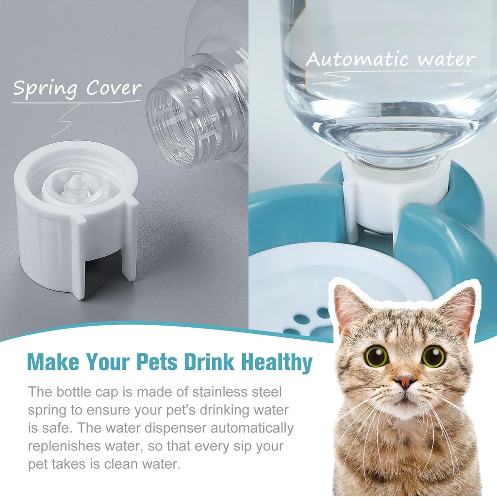 Azwraith Dog Bowls, Cat Food and Water Bowl Set with Water Dispenser and Stainless Steel Bowl for Cats and Small Dogs