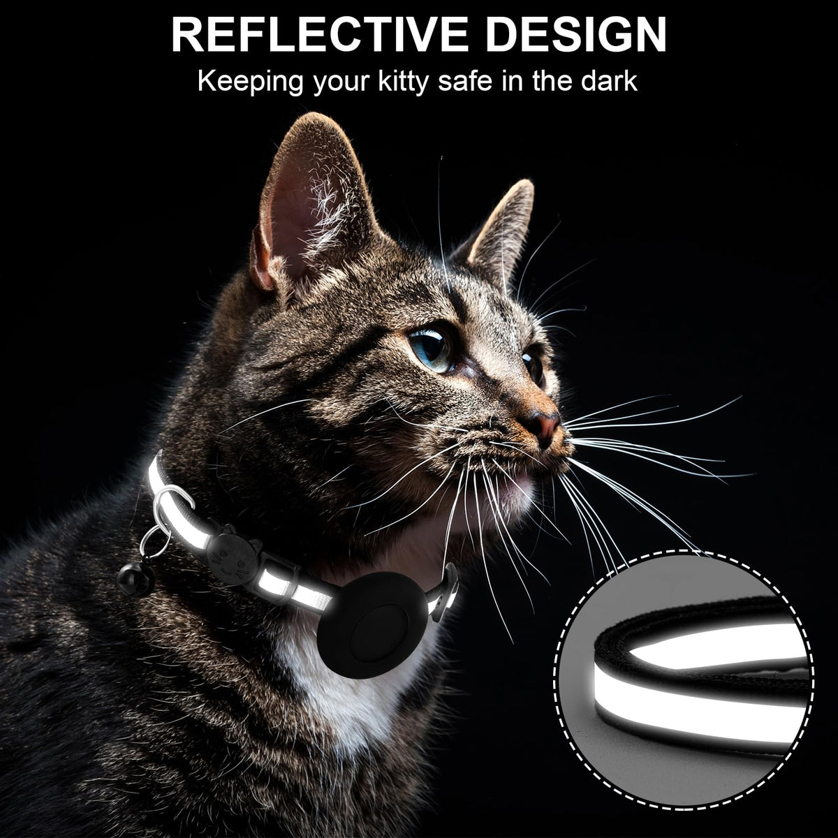 Cat Tracker with Collar Breakaway - Tracking Pet Collar with Finder Tag