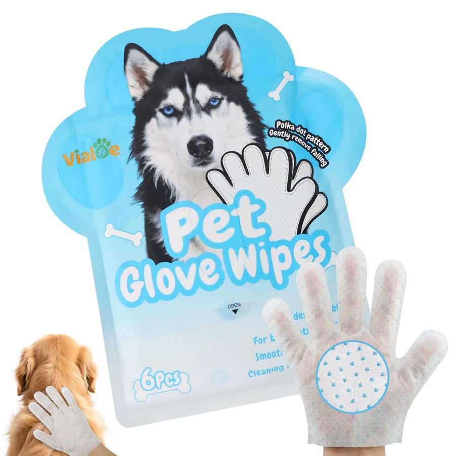 Vialoe 4-in-1 Pet Grooming Glove Wipes for Dogs & Cats