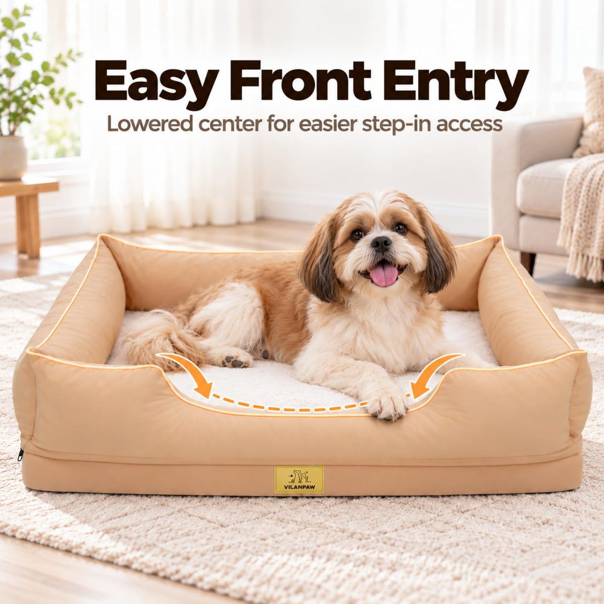 Vilanpaw Washable Bolster Dog Bed with Removable Cover