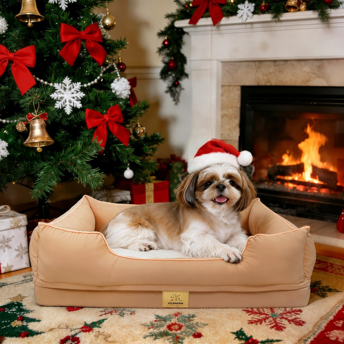 Vilanpaw Washable Bolster Dog Bed with Removable Cover