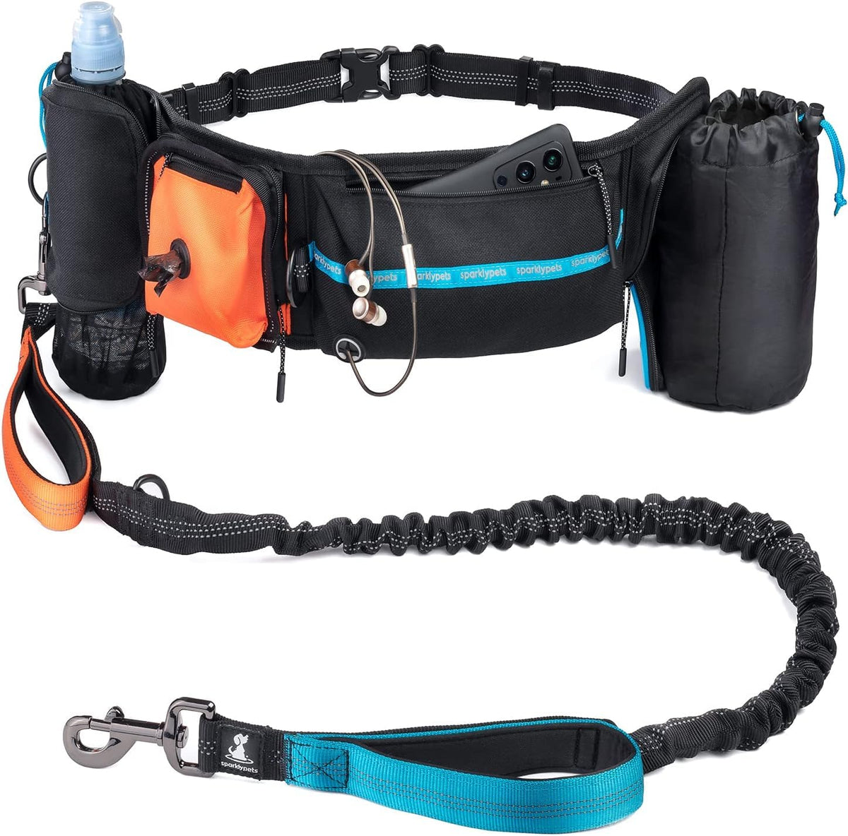 SparklyPets - Dog Leash - Professional Harness with Reflective Stitches for Training, Walking, Jogging and Running Your Pet