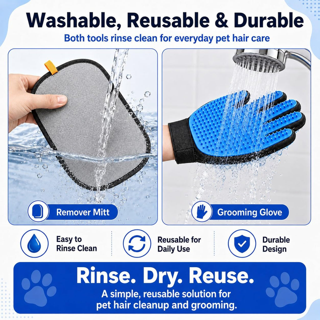 NVNAN Pet Grooming Brush Set: Hair Removal Massage Glove for Short and Long Hair Pets, Suitable for Dogs, Cats, Bath Massage and pet Grooming