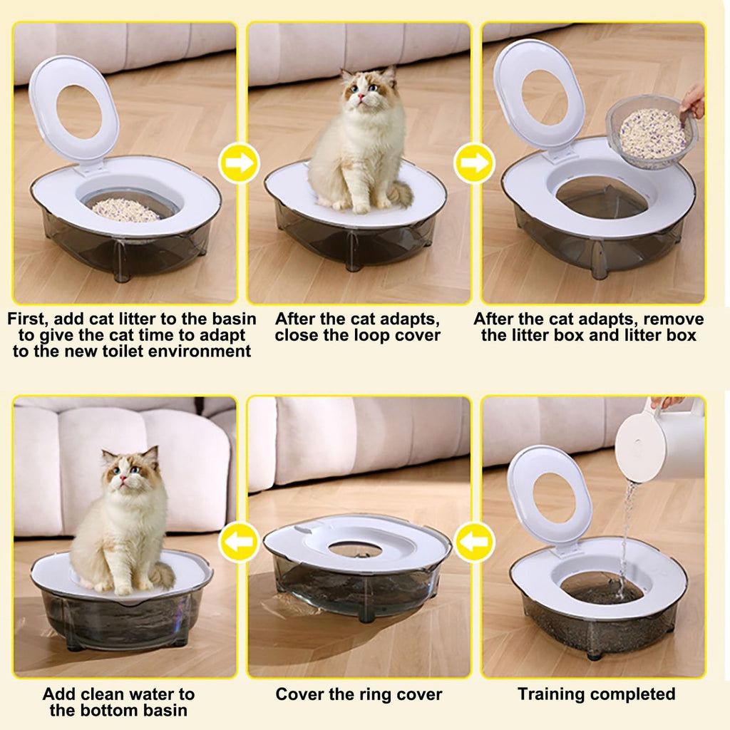 Cat Toilet Trainer Kit, Portable Trainer Plastic Training System Reusable Training Toilet for Home Pet Shop Pet Care,Universal Removable Potty Training Kit for Puppy Kitten Small Pet