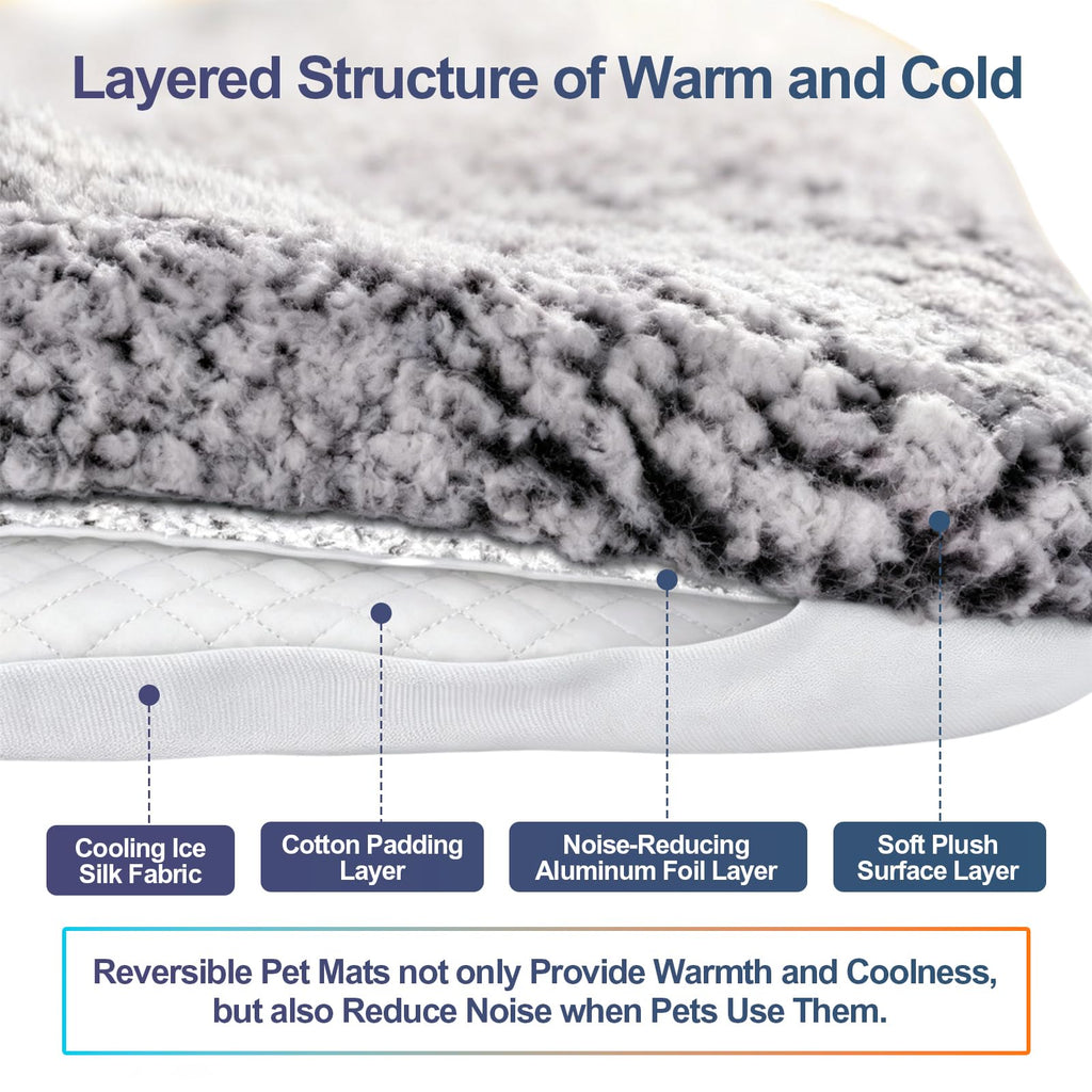 Self-Warming Cat Bed, Reversible Cooling Mat for Cats & Small Dog, 24"x19"