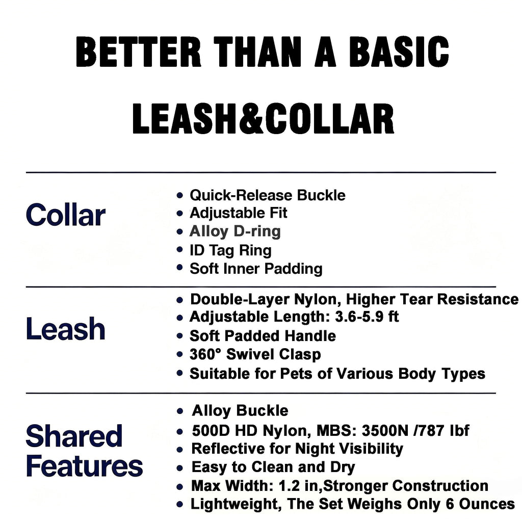 Xihmley Puppy Collar & Leash Set with ID Ring, 3.6–5.9 ft