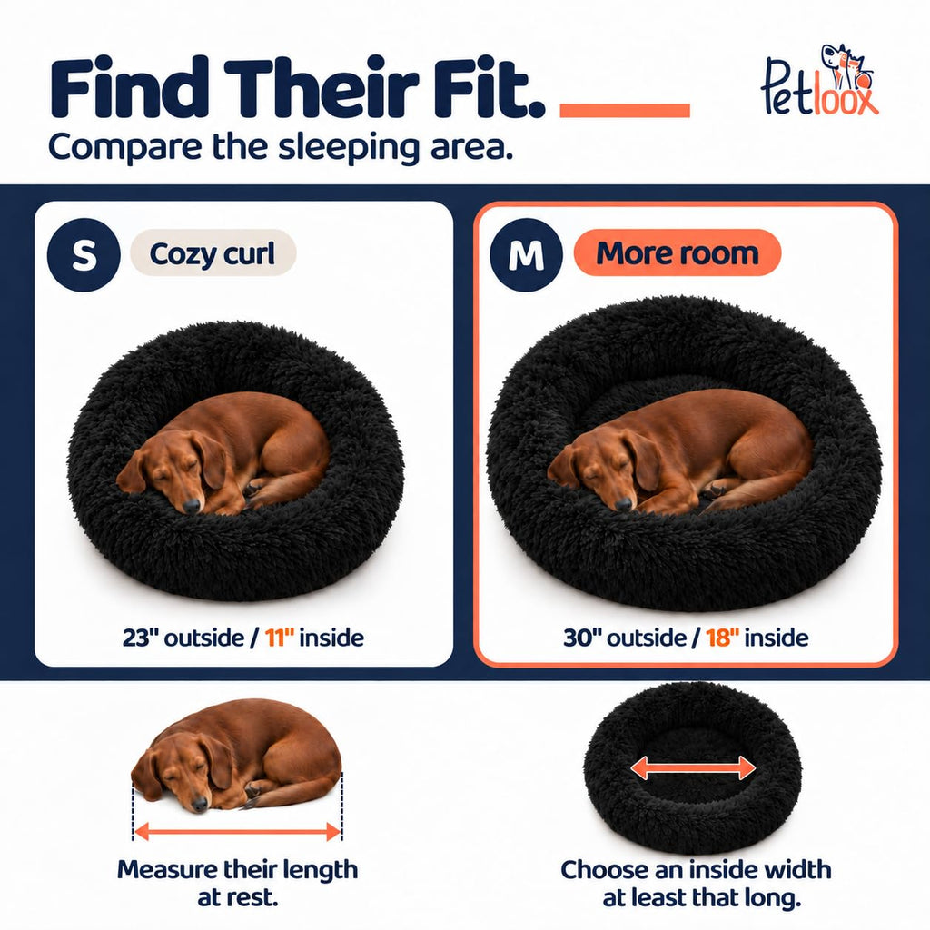 Calming Donut Dog Bed for Small Dogs, Round Dog Bed for Medium & Large Dogs