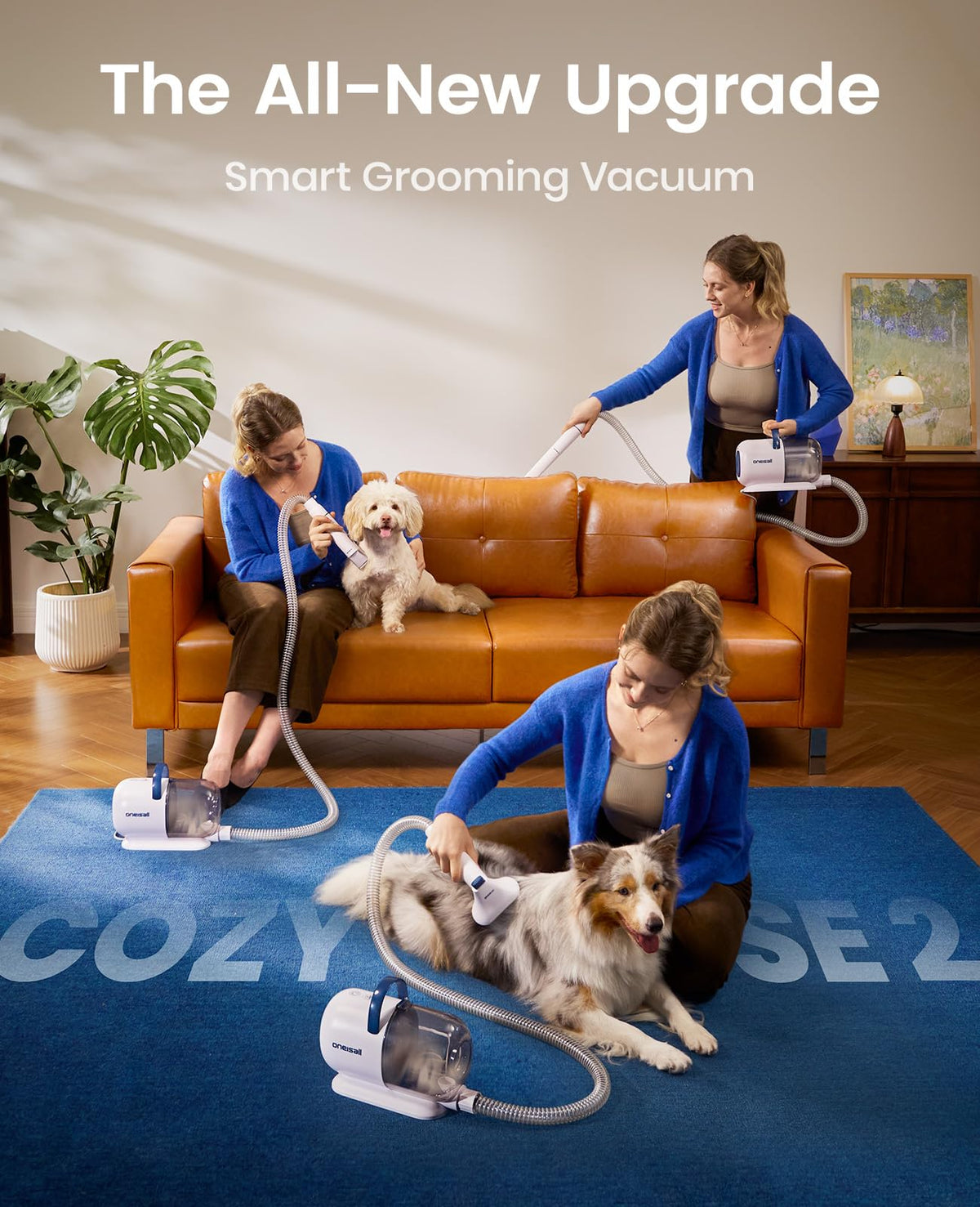 oneisall Dog Grooming Vacuum Kit, 15000Pa, 6 Grooming Tools