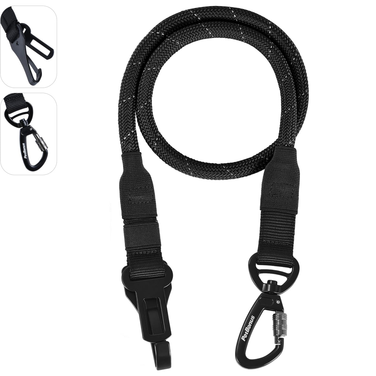 PetBonus No-Tangle Double Dog Leash & Car Seat Belt