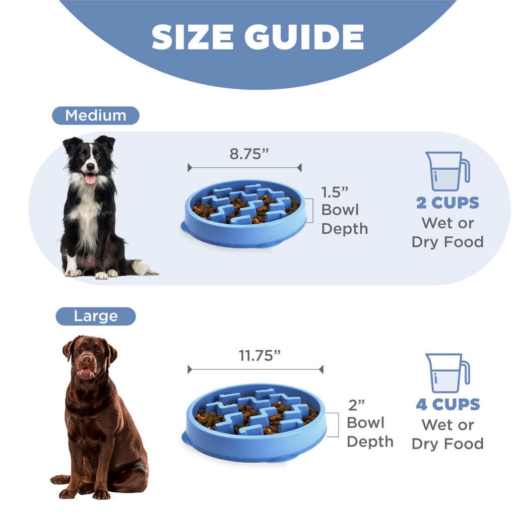 Outward Hound Fun Feeder Stainless Steel Slo Bowl for Dogs, Medium