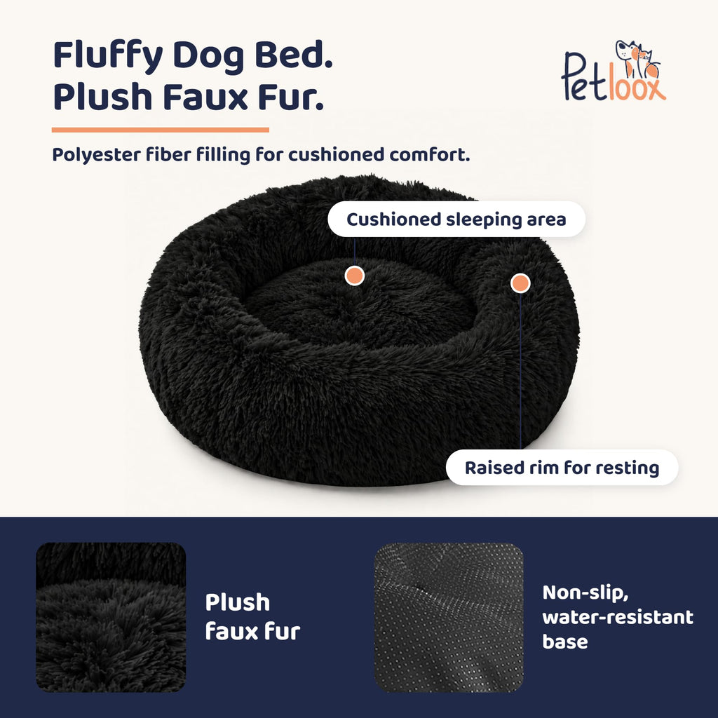 Calming Donut Dog Bed for Small Dogs, Round Dog Bed for Medium & Large Dogs