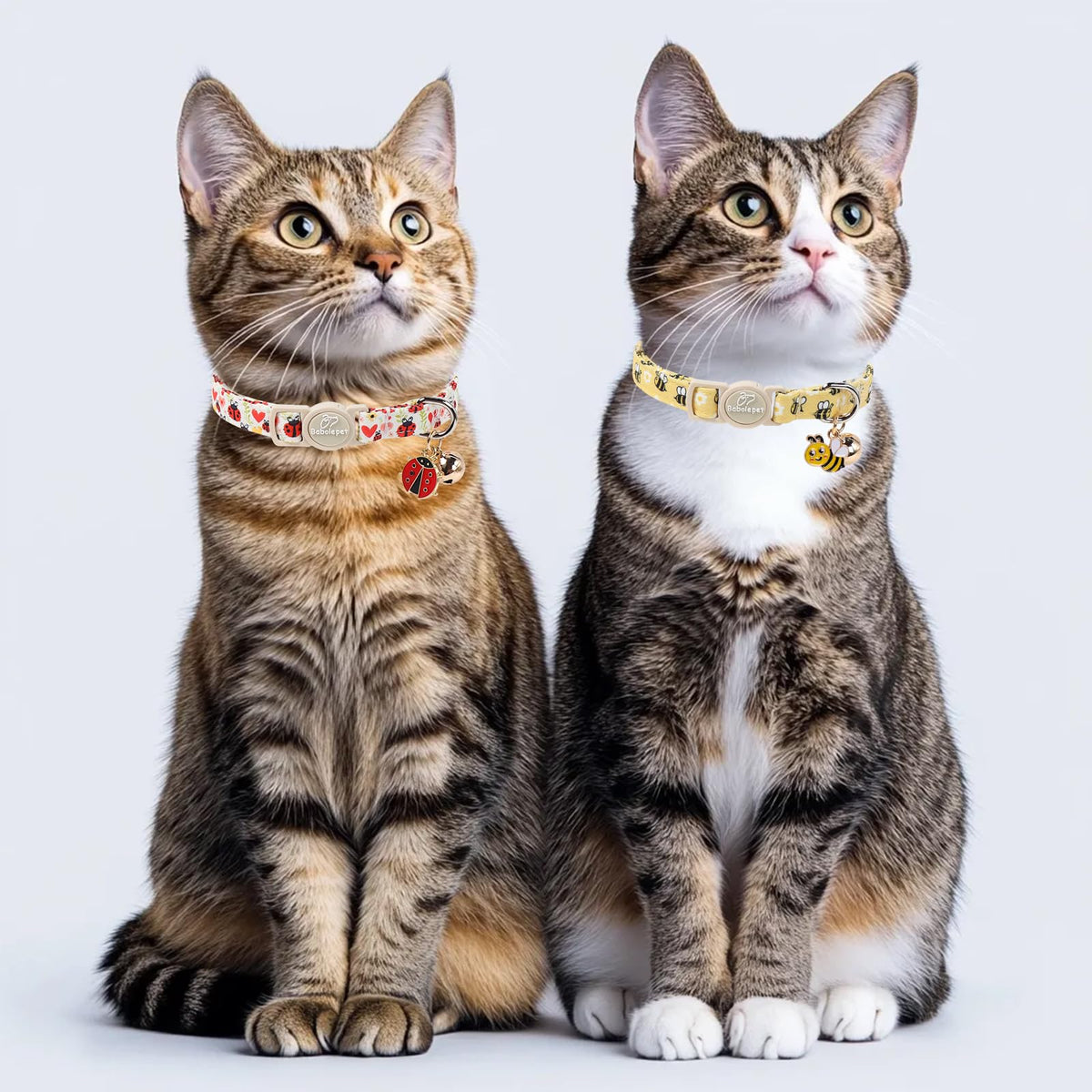 Babole Pet 2 Pack Cat Collars - Cute Breakaway Cat Collar with Bell and Paw Pendant, Soft Adjustable Kitten Collars for Girl Boy Cats