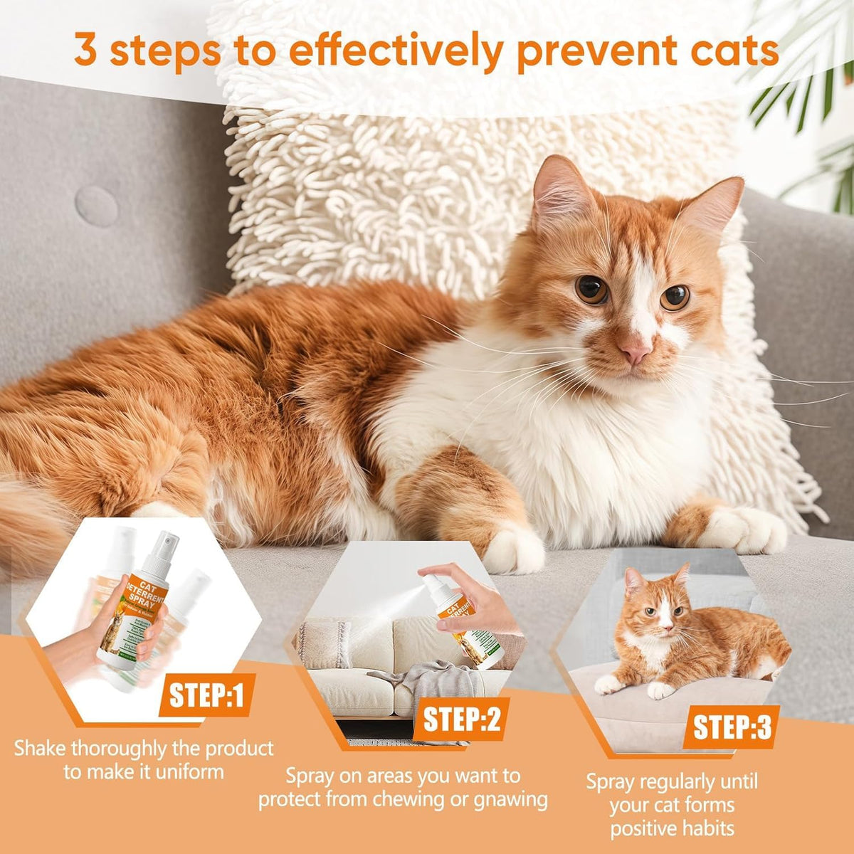 TPBEHMZ Cat Deterrent Spray 2 Pack, Natural Non-Toxic Plant Based Anti-Scratch & Anti
