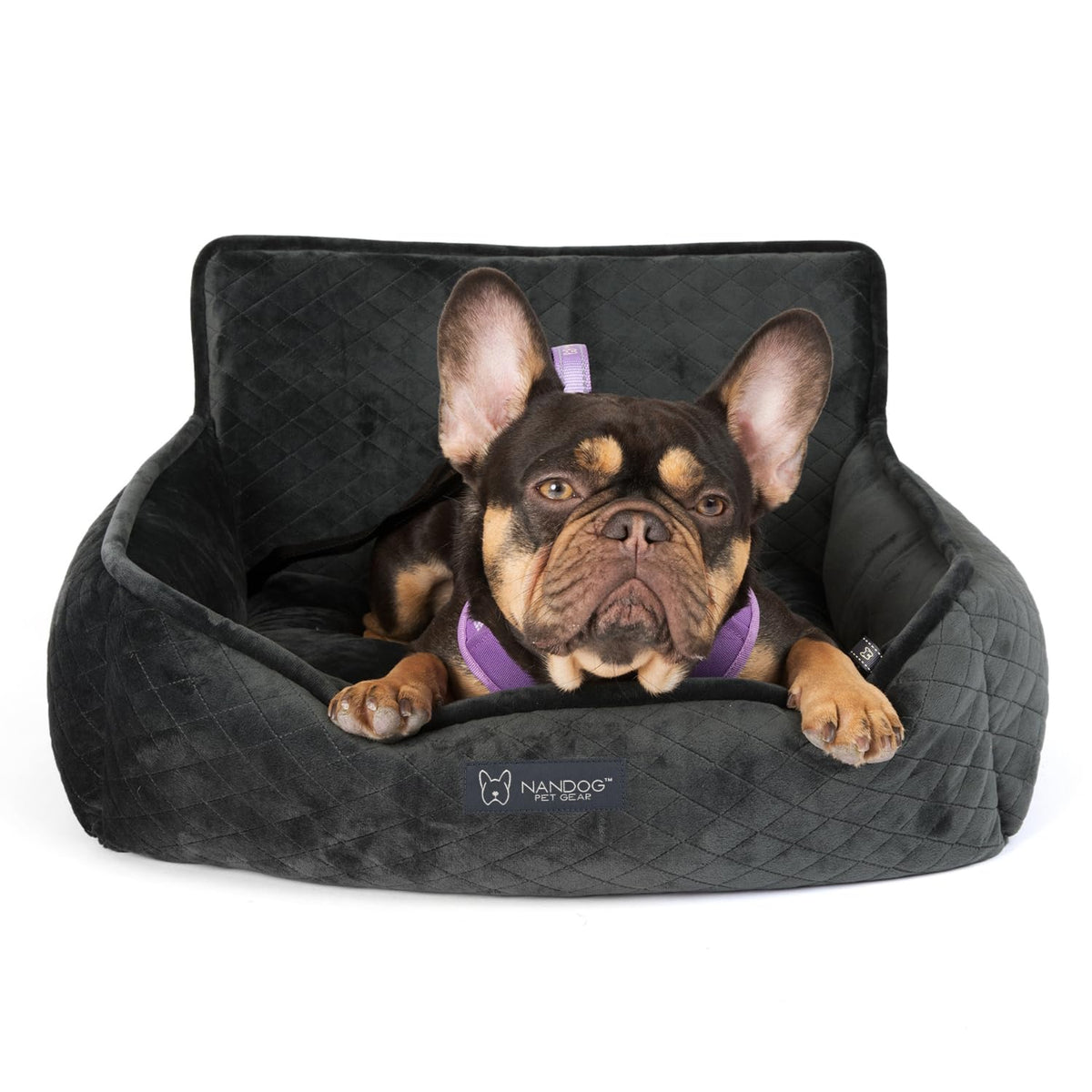Nandog Pet Gear Luxury Quilted Dog Car Seat Bed w/Removable & Washable Pad Insert & Thick Car Seatbelt Straps
