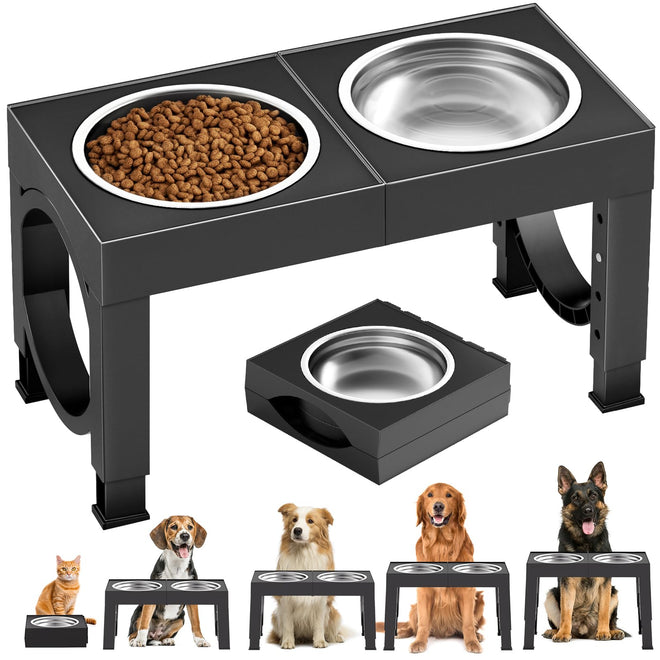 XIAZ Adjustable Elevated Dog Bowls for Medium & Large Dogs