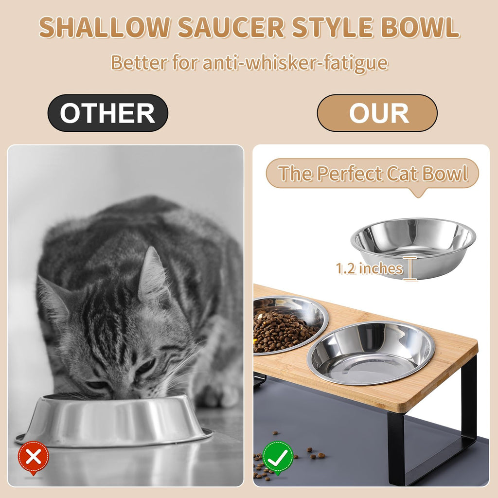 Summark Elevated Cat Bowls with Non-Slip Feeding Mat