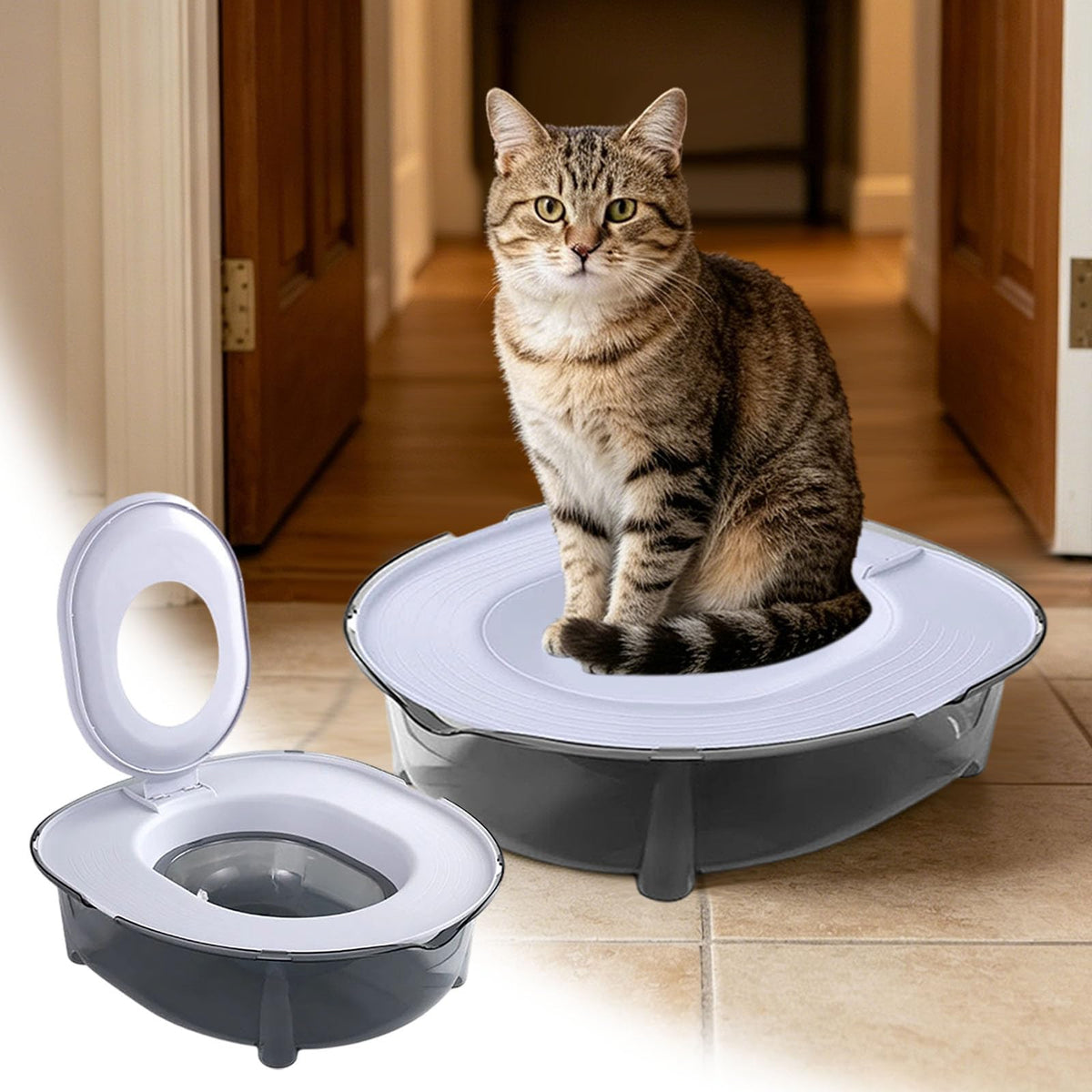 Cat Toilet Trainer Kit, Portable Trainer Plastic Training System Reusable Training Toilet for Home Pet Shop Pet Care,Universal Removable Potty Training Kit for Puppy Kitten Small Pet