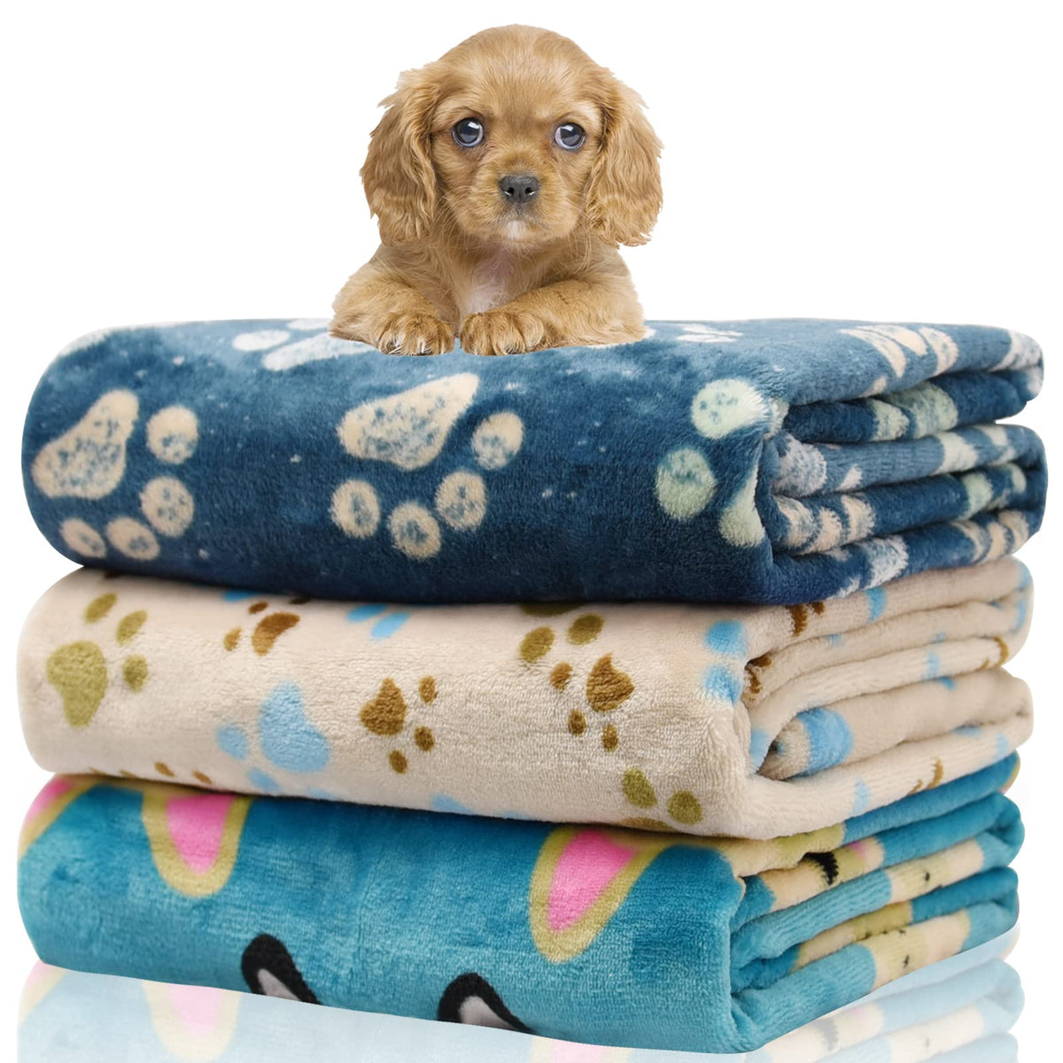 Rezutan Dog Blankets for Large Dogs, Dog Cat Flannel Blankets Washable