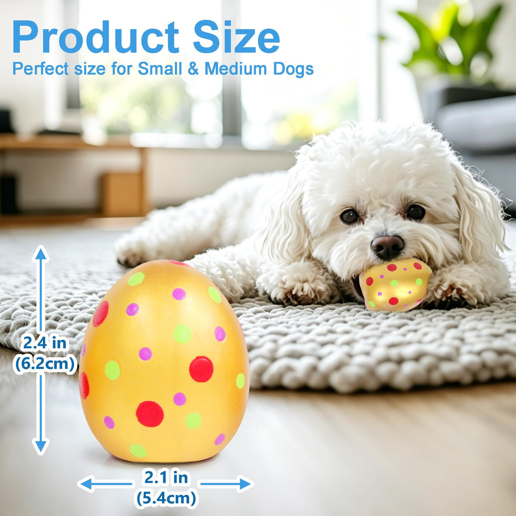 LLSPET Small Dog Toys Squeaky Bouncy Eggs Dog Toys Latex Dog Balls Toys, Puppies Small Dogs Interactive Fetch & Chase Pet Chew Toys, Adoption Day Birthday Holiday Pet Gift 4 Pack
