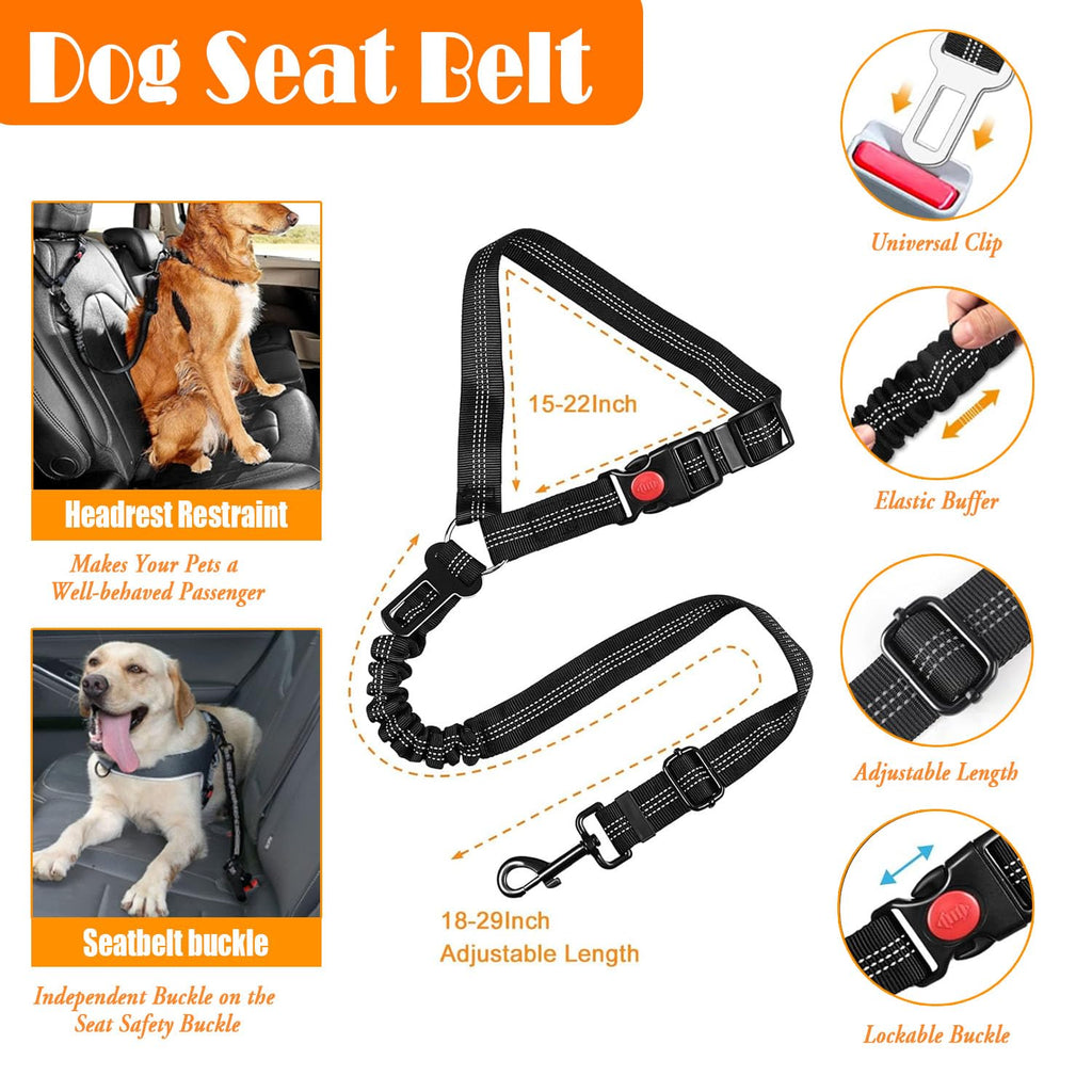 Lobeve No Pull Dog Harness, Collar & Leash Set with Reflective Seat Belt, Portable Bowl, and Poop Bag Dispenser - Ideal for Training, Walking, Hiking - Fits Small to Large Dogs